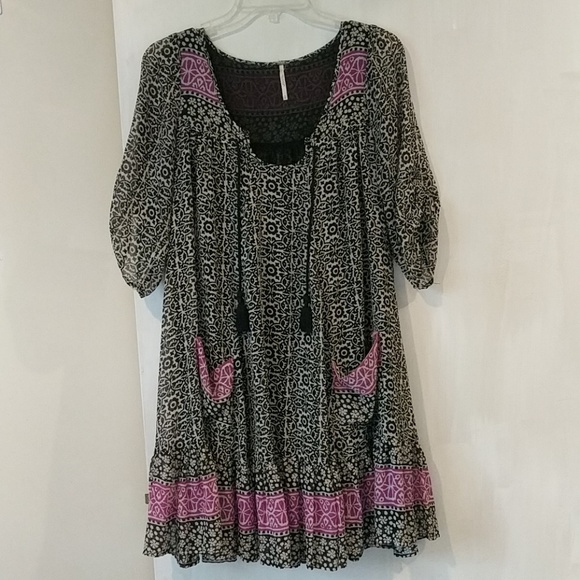 Free People 🎊6/1 HP!🎊 Babydoll Chiffon Dress ! S - Picture 4 of 8
